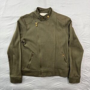 LRL Lauren Ralph Lauren Olive Green Moto Jacket Asymmetrical Zip Petite Small